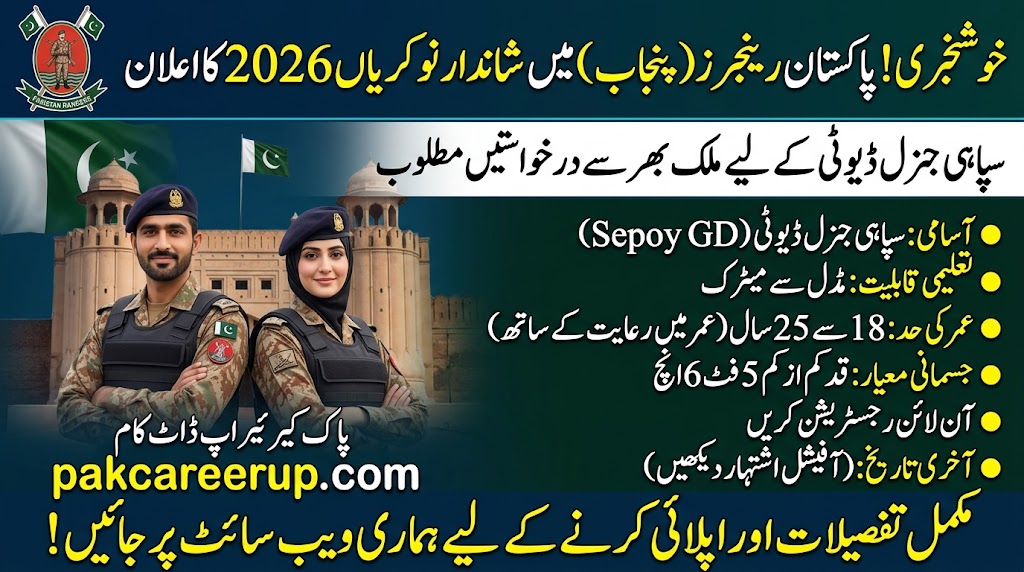 Pakistan Rangers Punjab Jobs 2026 Sepoy GD Advertisement PakCareerUp